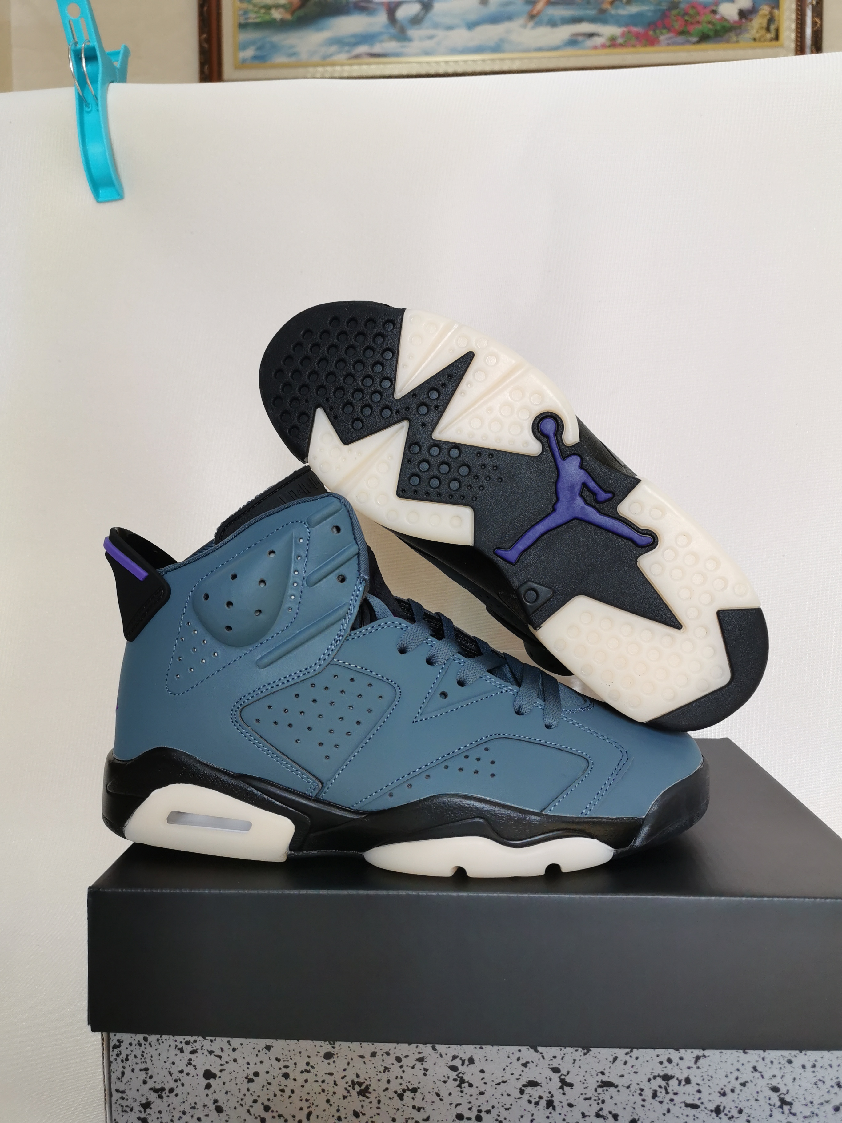 New Air Jordan 6 Retro Sea Purple Black Shoes